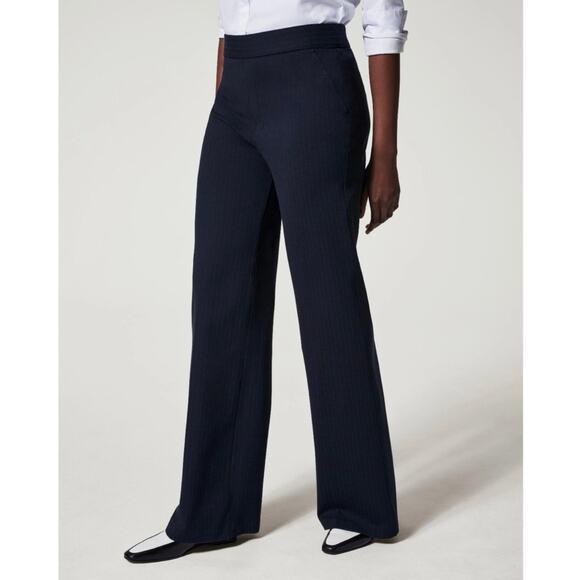 SPANX Perfect Pant High Rise Wide Leg Classic Solid Navy - Picture 3 of 11